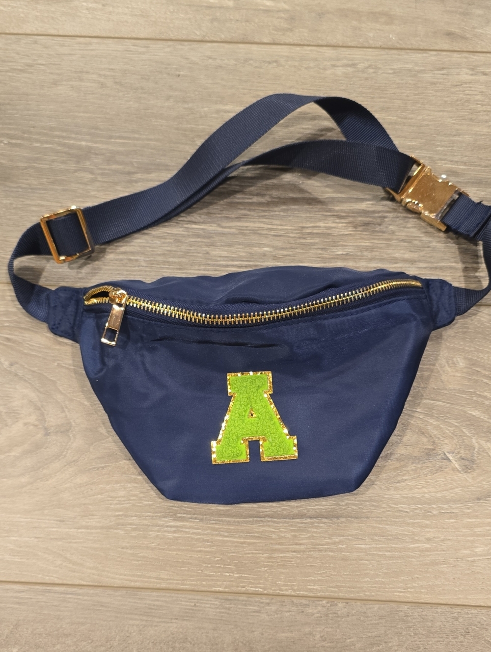 Navy Fanny Pack with Green 'A' Patch